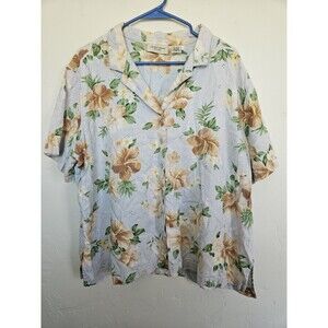 Lemon Grass Women's Floral Short Sleeve Button-Up Shirt Size 24W